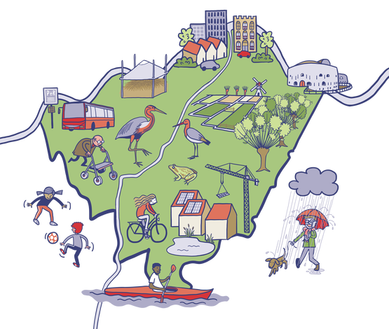 Kaart van Vijfheerenlanden met alle onderwerpen uit de omgevingsvisie