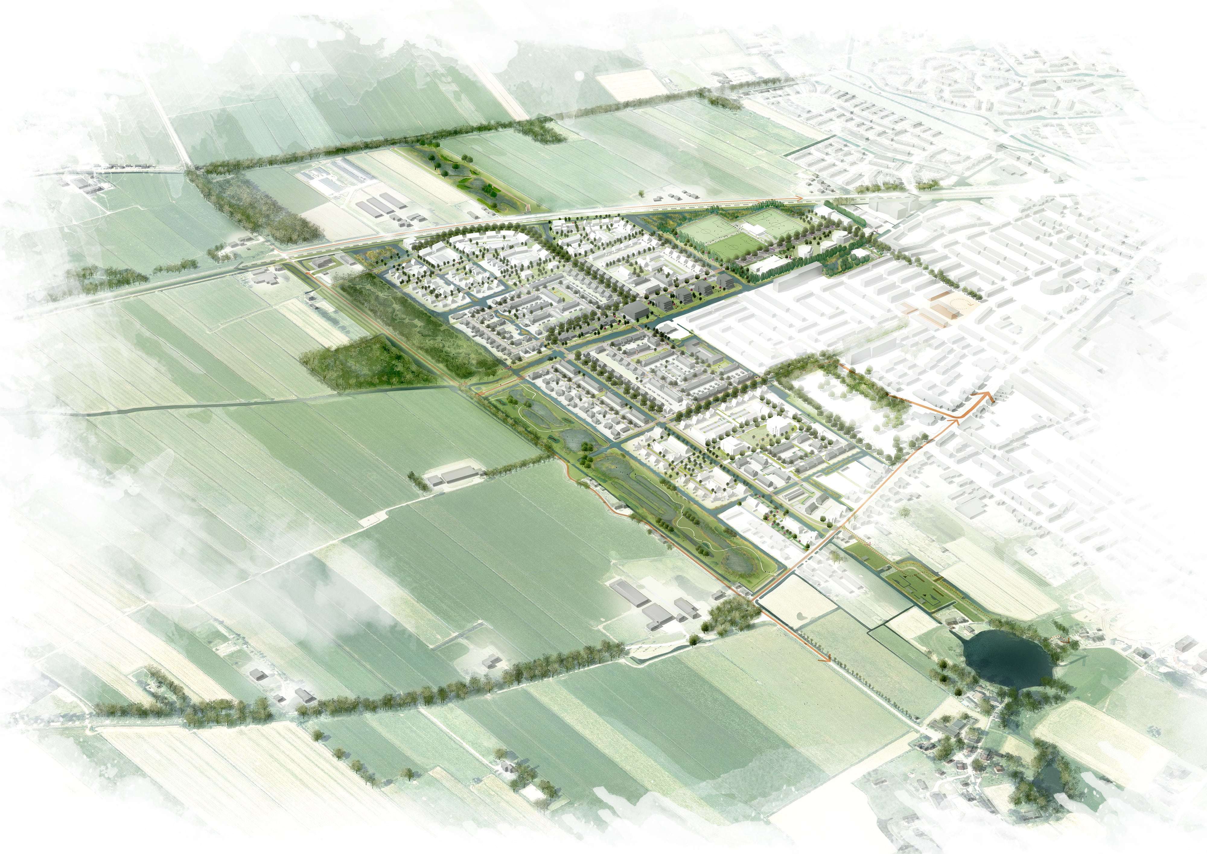 Op de afbeelding is een plattegrond geschetst van Broekgraaf in Leerdam