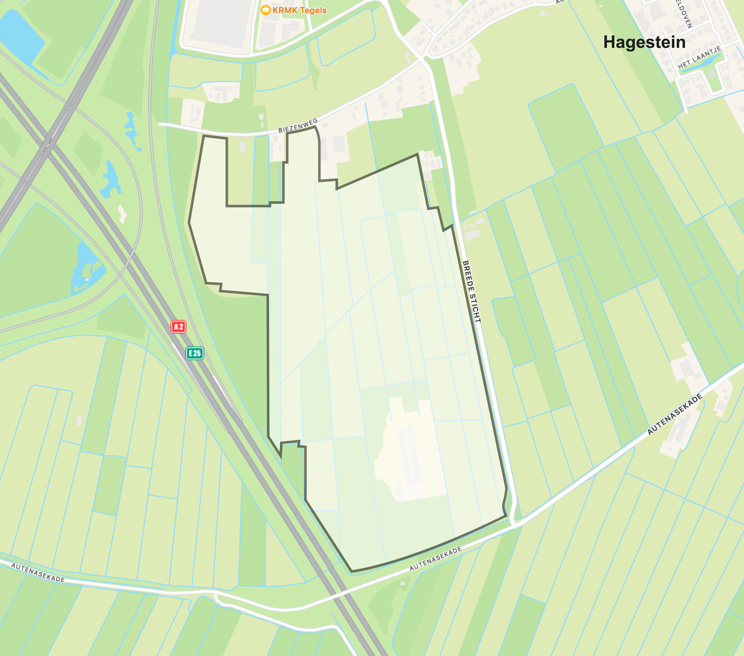 Illustratie van de locatie van Gaasperwaard 3 in het zuidven van Vianen ten oosten van de A2